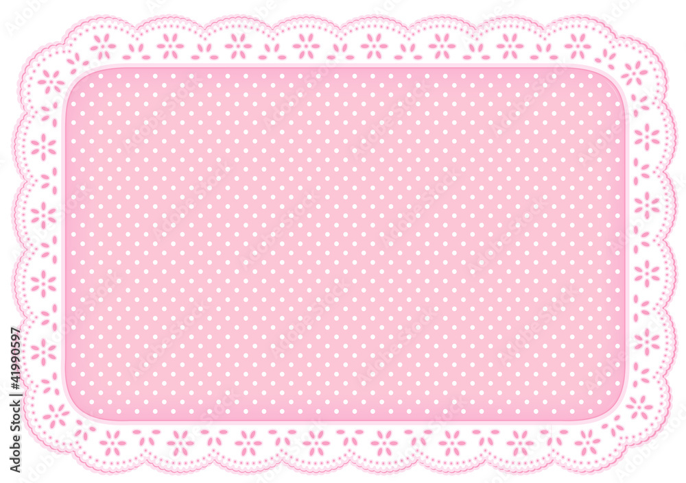 Place Mat, Polka Dot Eyelet Lace Doily, Pastel Pink Place Mat, Polka Dot Eyelet Lace Doily, Pastel Pink