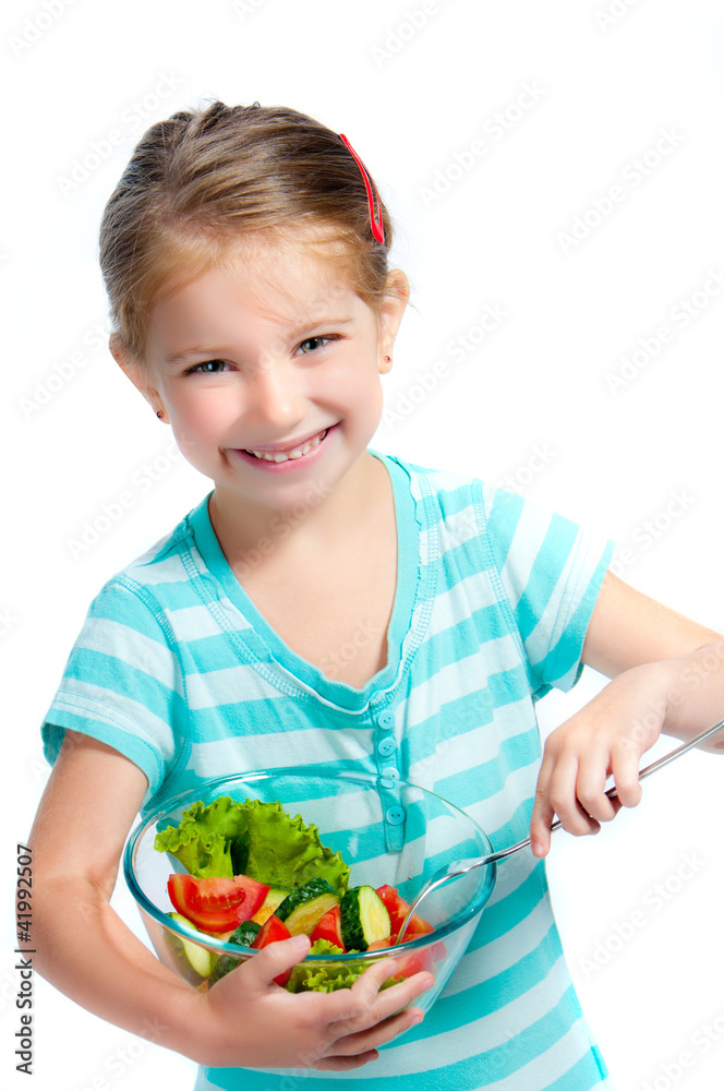 cute little girl with a plate of salad cute little girl with a plate of salad