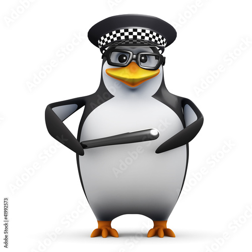 3d Penguin in glasses joined the police force © Steve Young