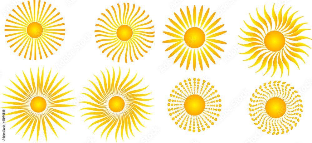 set of eight suns on white set of eight suns on white