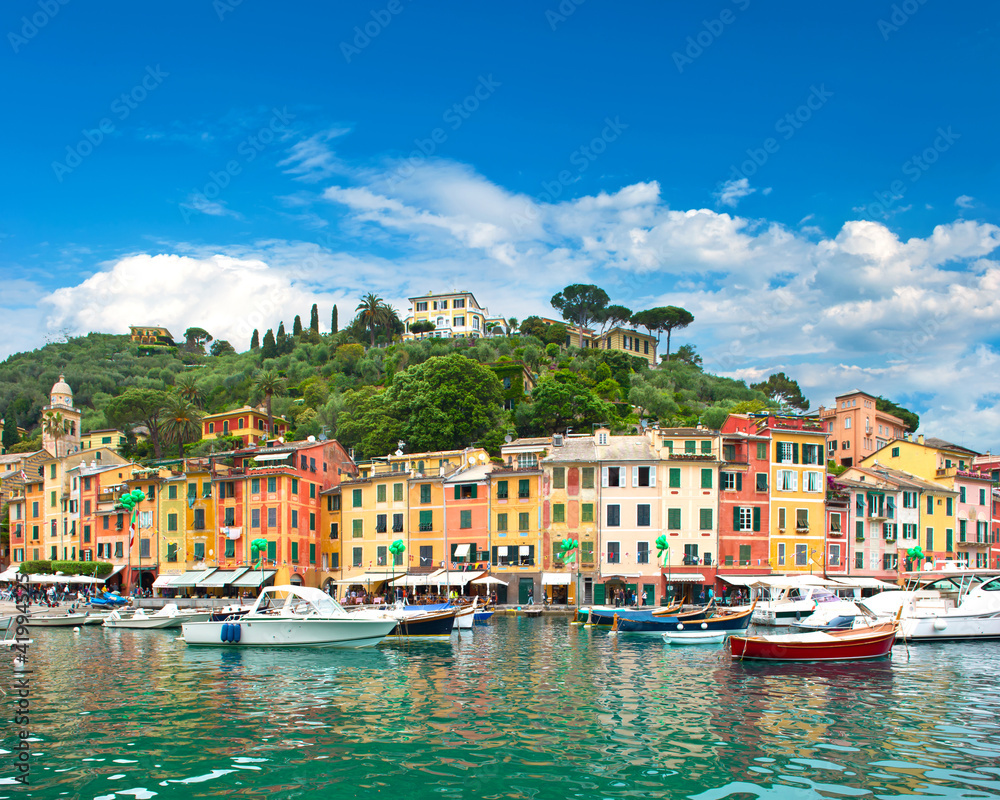 famous Portofino village on Ligurian coast
