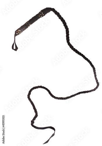 leather whip isolated on white background photo