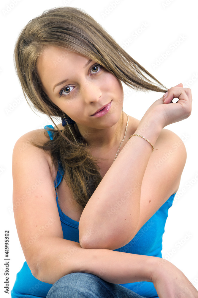 Girl playing with her hair Girl playing with her hair