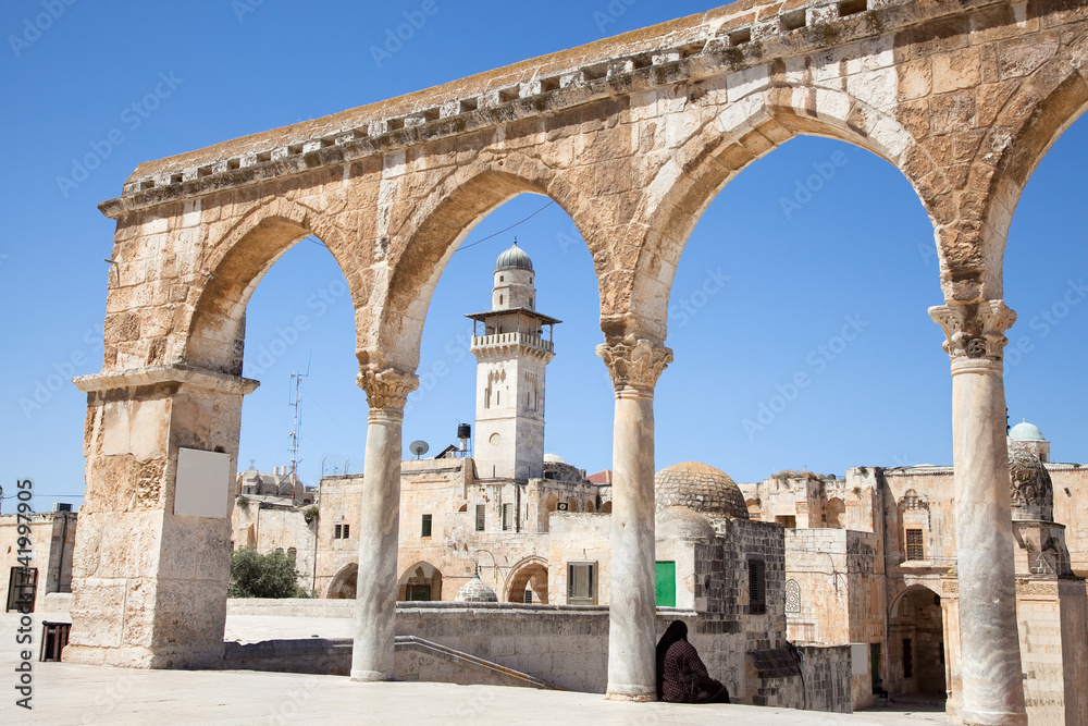 Pillars  of Temple Mount (Har Ha-Bayit) in Old City of Jerusalem