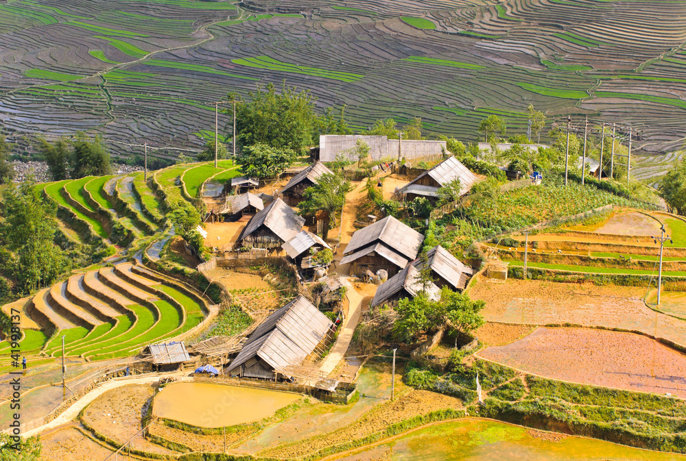 Ta Van village and rice terraced fields in Sapa, Vietnam