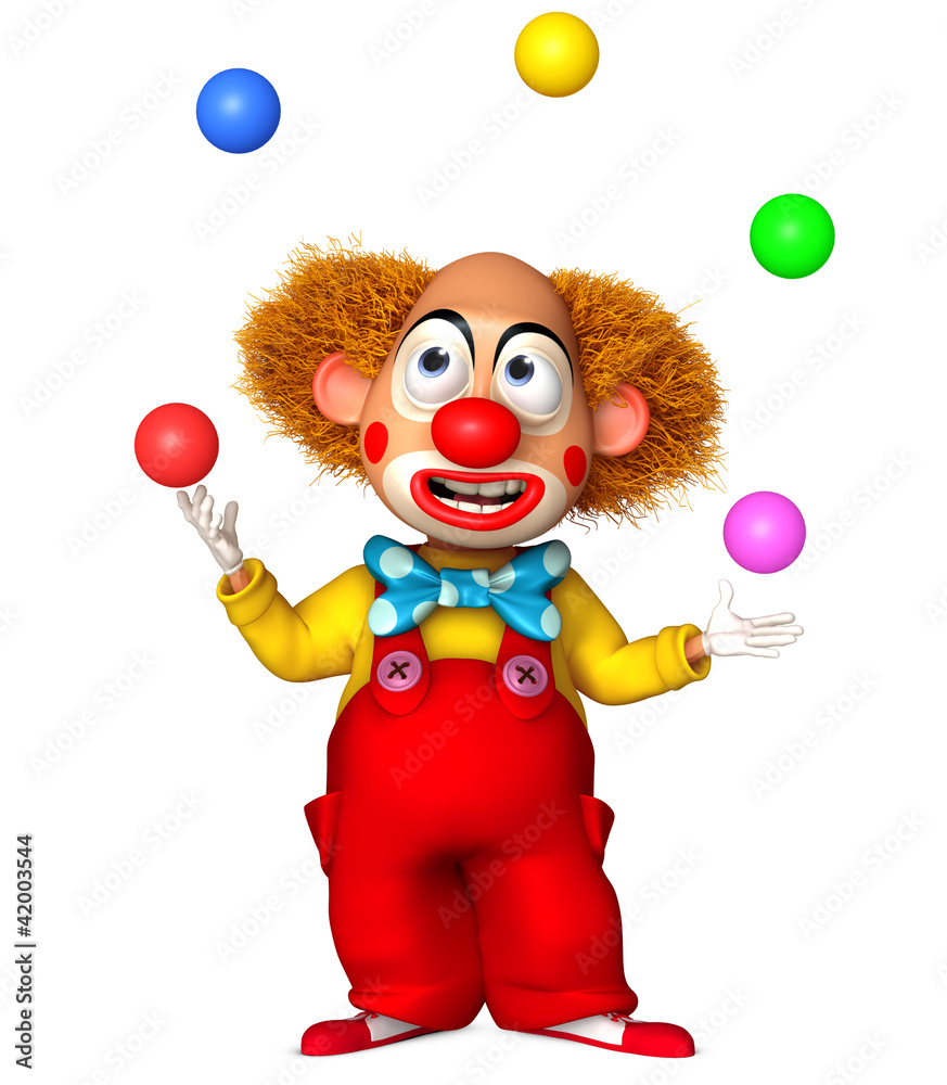 Funny clown holding color balls Funny clown holding color balls