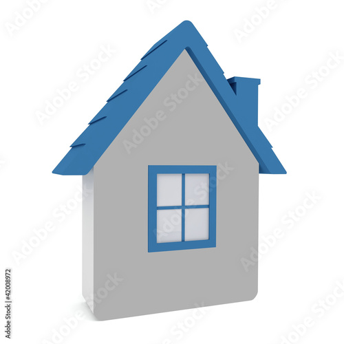 Model house with a blue roof