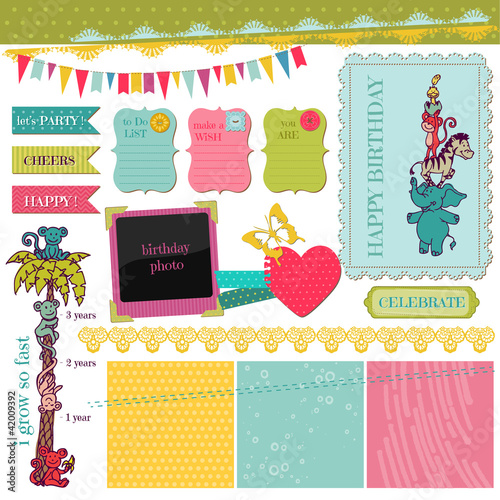 Scrapbook Design Elements - Birthday Baby Set - in vector