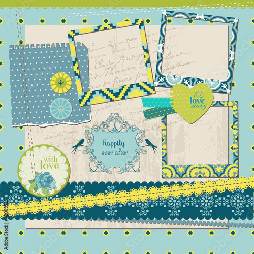 Scrapbook Design Elements - Vintage Tile with frames - in vector