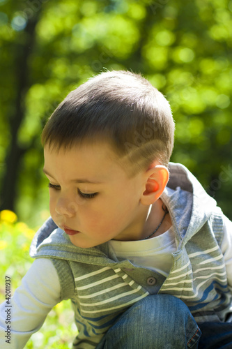 Close up portrait of a beautiful kid outdoor