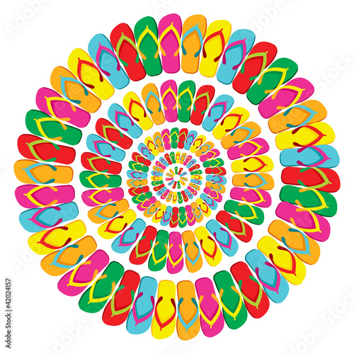 Summer multicolor flip flops mandala