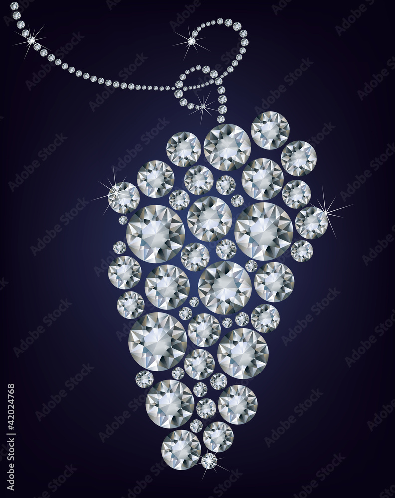 Wild grape made up a lot of diamond on the black background Wild grape made up a lot of diamond on the black background