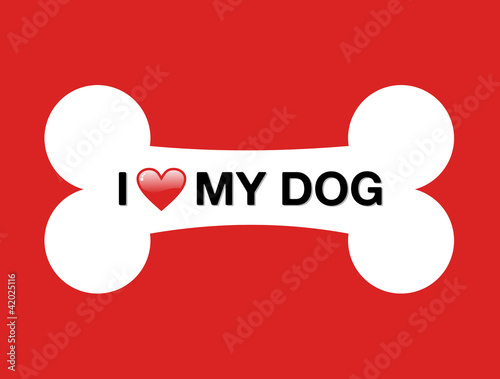 I love my dog cartoon bone