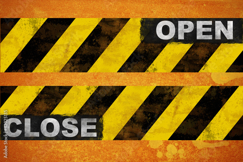 Open close sign on grunge background