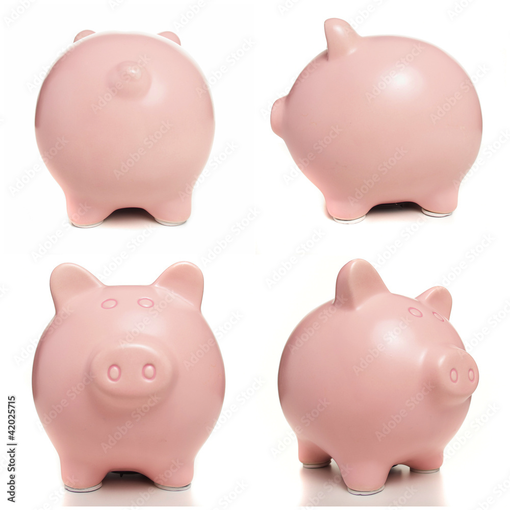 pink piggy bank over white background pink piggy bank over white background