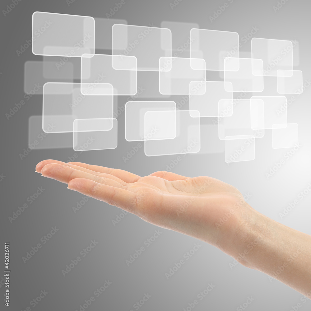Touch screen interface with hand Touch screen interface with hand