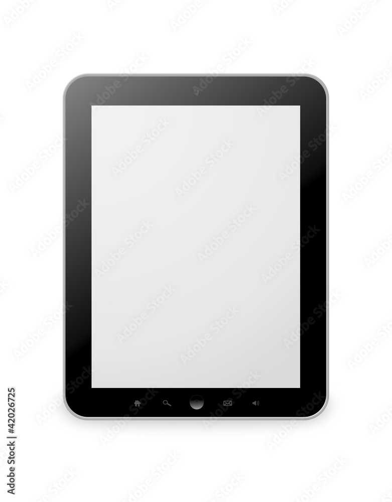 Black digital tablet pc on white background Black digital tablet pc on white background