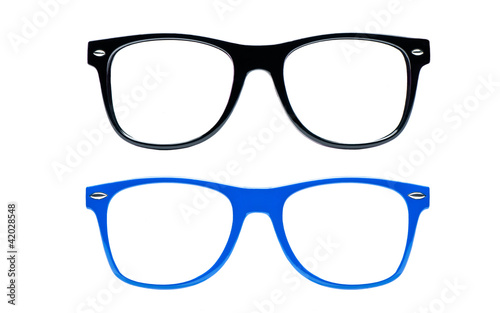 two nerd Glasses on white background with clipping path