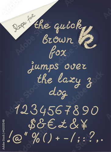 Rope alhpabet, numerals and signs for your design