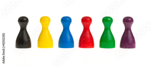 Canvastavla Six colored pawns