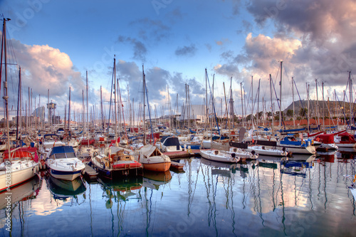 Photography Boats in the harbor of Barcelona
