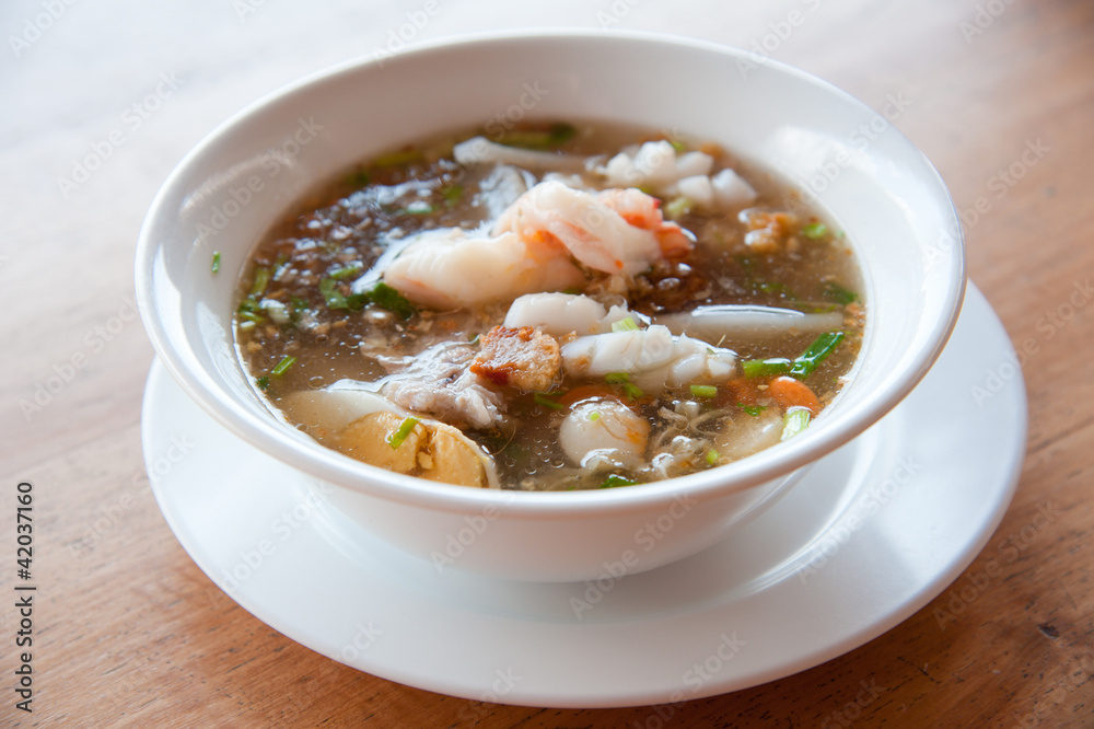 Seafood paste of rice flour with shrimp, mantis shrimp, squid Seafood paste of rice flour with shrimp, mantis shrimp, squid