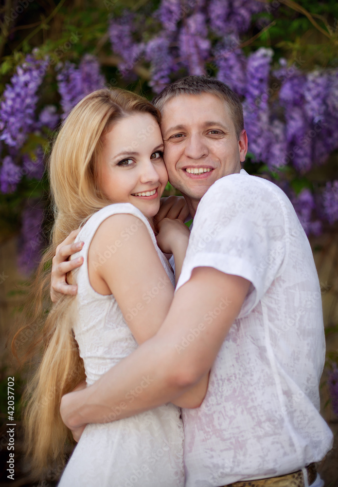 Fototapeta premium Portrait of young happy smiling cheerful attractive couple toget