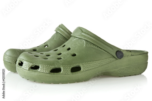 green rubber sandals