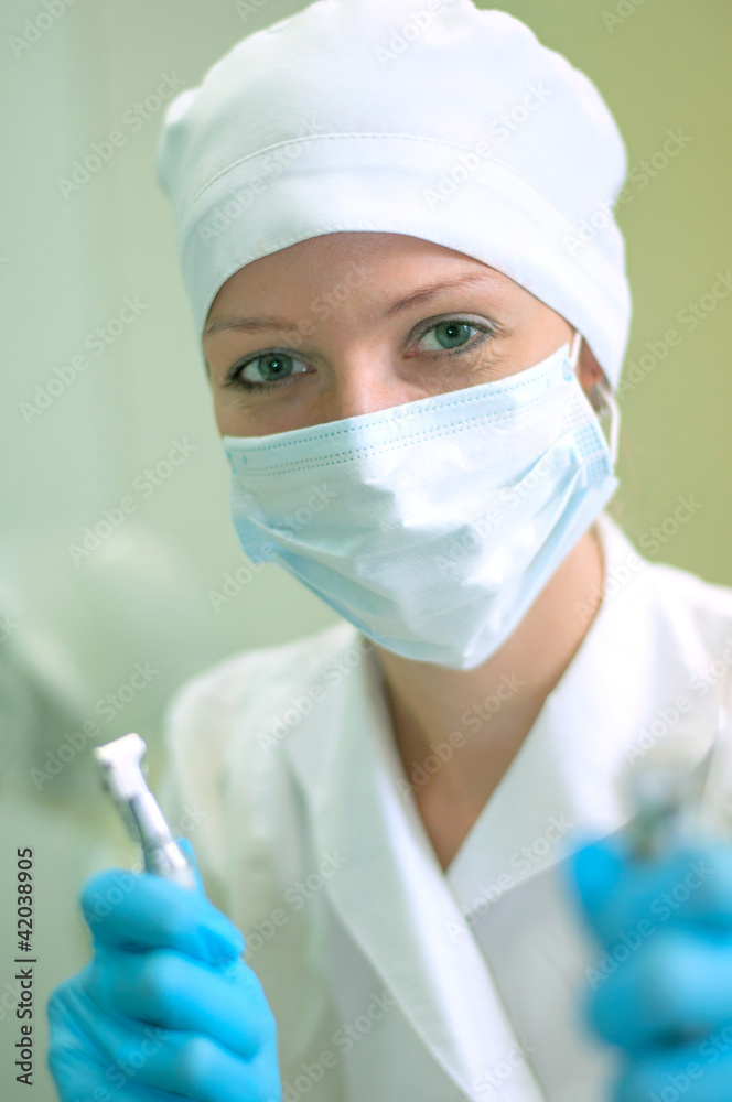 Portrait of a woman dentist in the clinic Portrait of a woman dentist in the clinic