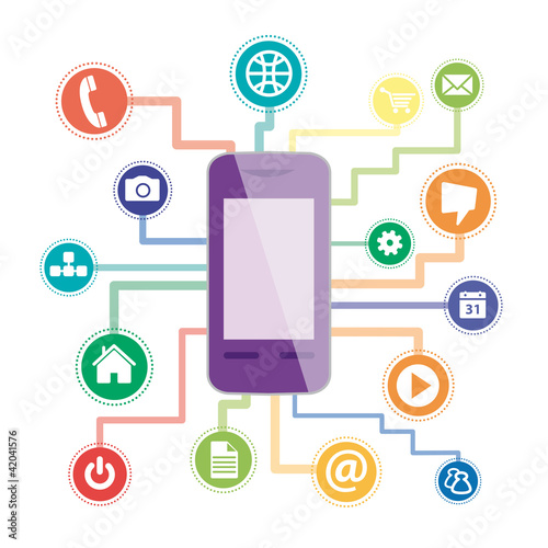 Smartphone set icons background