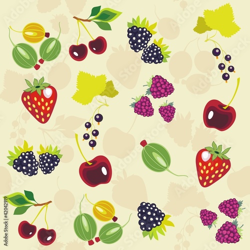 vintage vector background with decorative berries - set