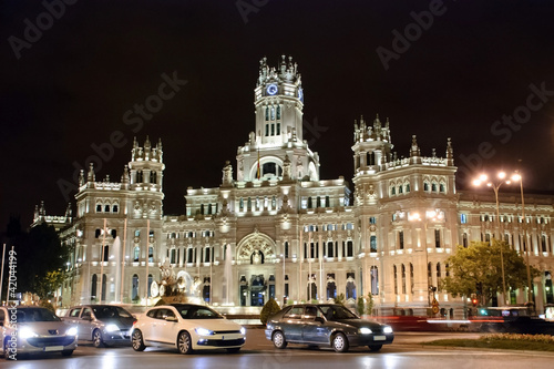Palacio de Cibeles at night, Madrid, Spain
