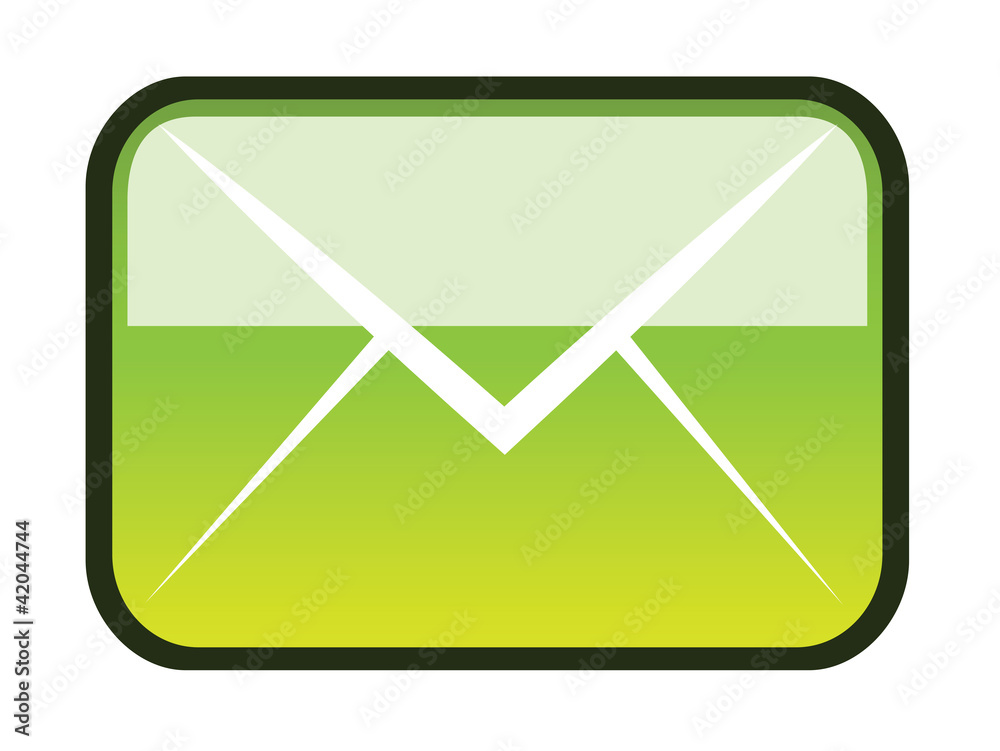 Message glass button isolated on white Message glass button isolated on white