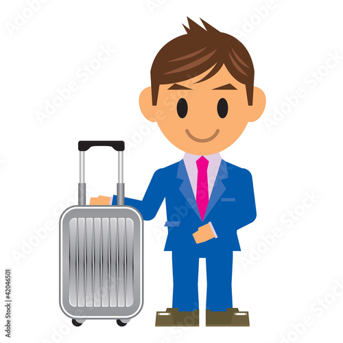 ビジネスマン イラスト 出張 スーツケース Stock Vector Adobe Stock