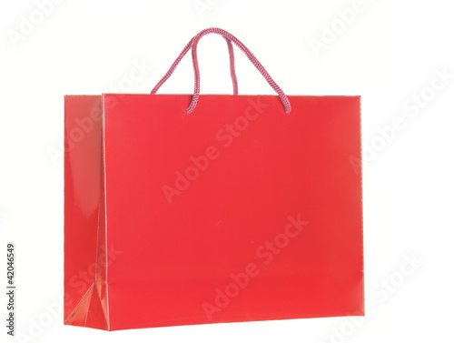 red shopping bag isolated over white background