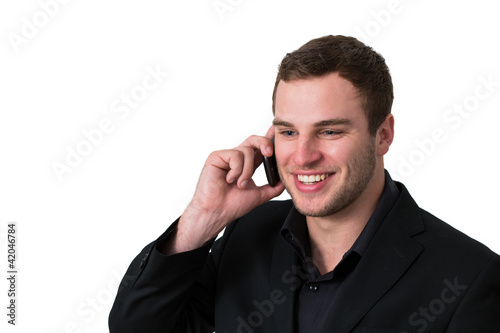 Young Man in jacket talking on the phone