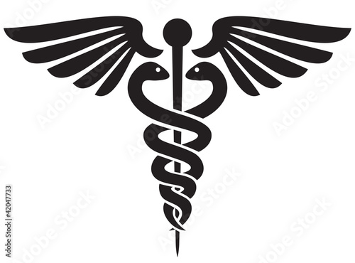 caduceus medical symbol black photo
