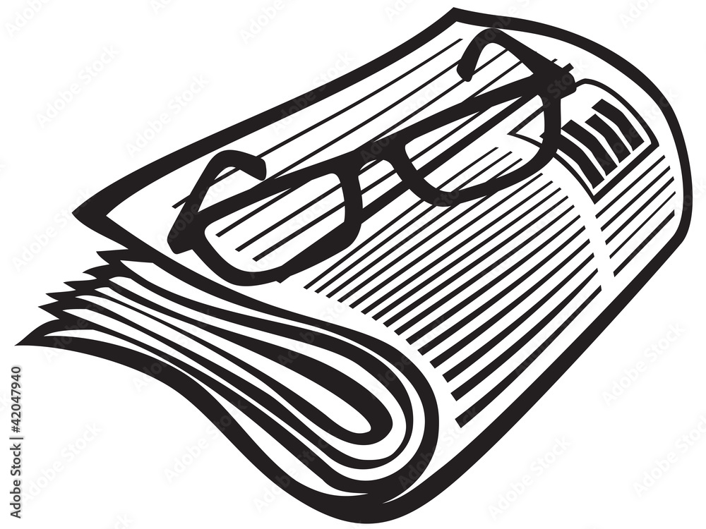 newspaper icon and reading glasses newspaper icon and reading glasses
