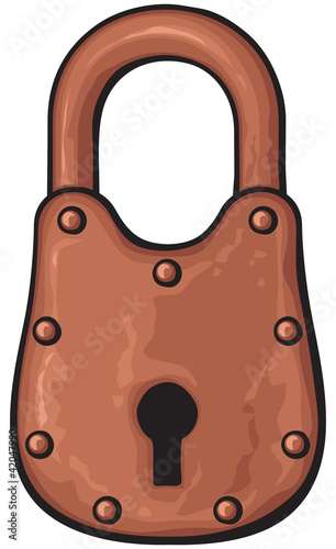 Vector illustration of rusty padlock