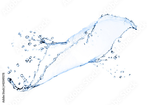 blue water splash isolated on white background