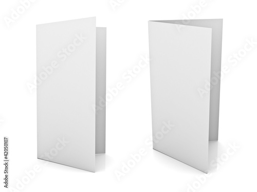 Blank brochure or flyer on white background with reflection
