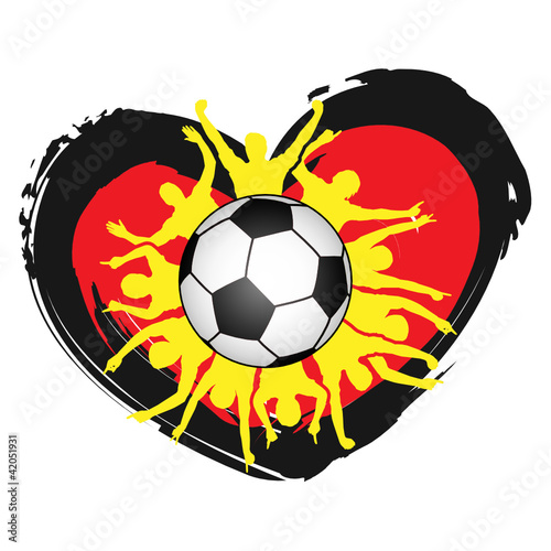 Fußball, jubelnde Fans, Herz, Schwarz-Rot-Gold