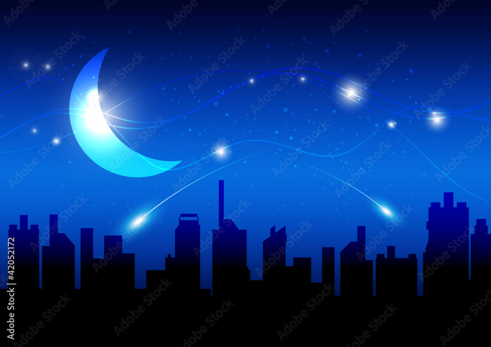 Fototapeta premium moon and night of city