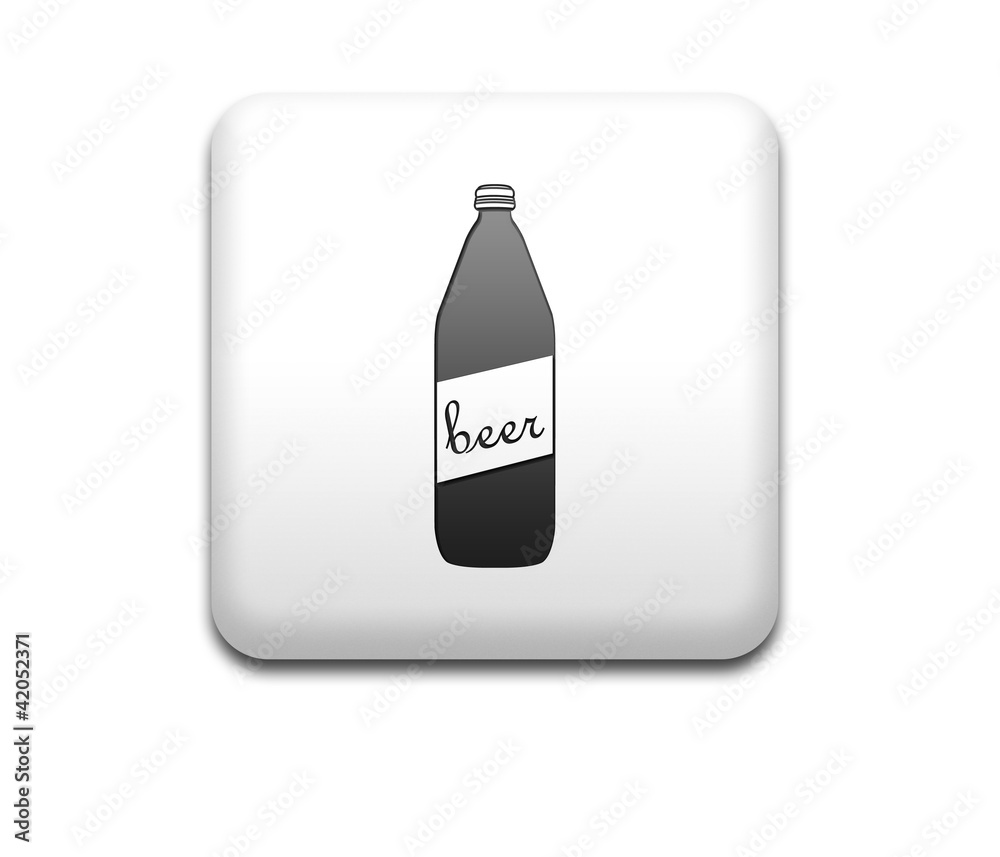 Boton cuadrado blanco botella cerveza Boton cuadrado blanco botella cerveza