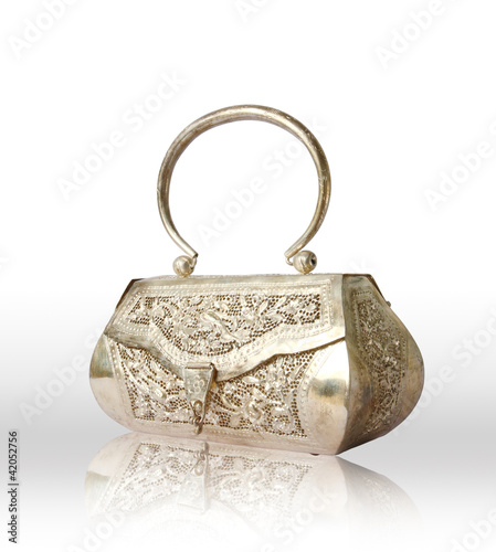 silver handbag isolated
