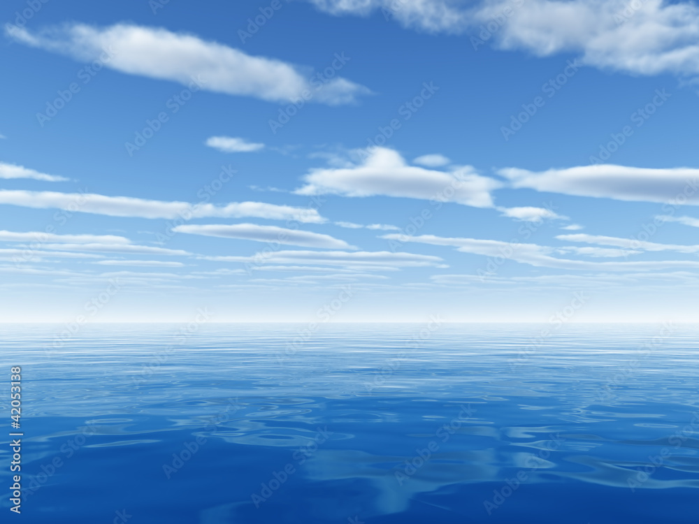 cloudy sky leaving horizon above blue surface of sea cloudy sky leaving horizon above blue surface of sea