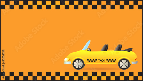 yellow background visiting card with taxi car cabriolet