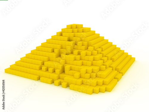 the yellow destroyed pyramid isolated