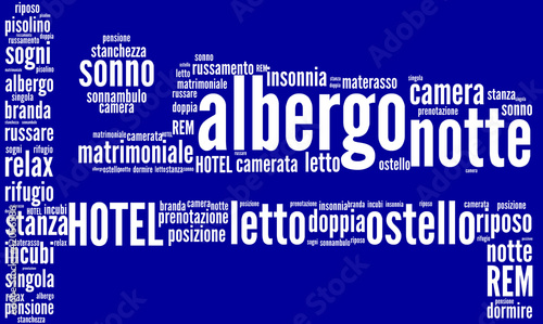 Bilde på lerret letto, simbolo di albergo tag cloud