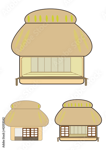 藁葺きの家　old house,roofing with thatch